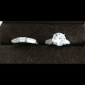CZ 14k gold ring set